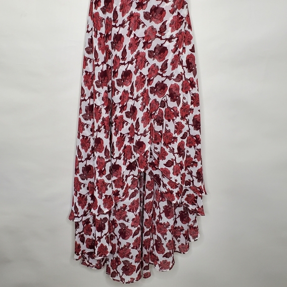Betsey Johnson Floral Wrap Midi Dress Size 14 Asymmetric Hem Layered Romantic - Picture 4 of 13